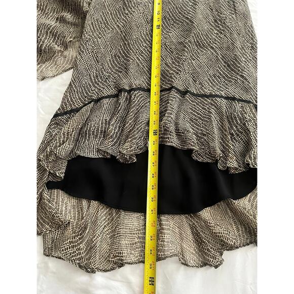 Robbie Bee Women’s 2 Pc Set Sz 12 100% Silk Top Skirt Tan Black Animal Print - Picture 4 of 9